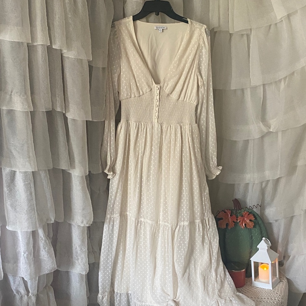 Patrons of Peace Cream Long Sleeve Dress